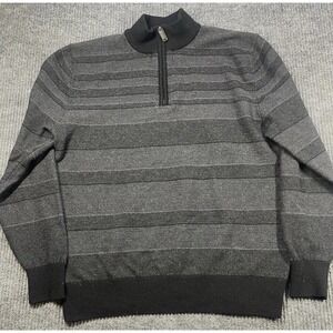 Daniel Cremieux Sweater Mens Medium‎ Gray 1/4 Zip Mock Neck Merino Wool Pullover